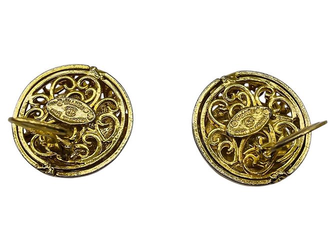 Orecchini a clip Chanel Vintage Gold Enameled CC Logo D'oro - vista 4