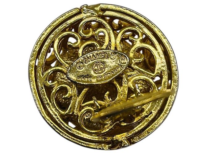 Orecchini a clip Chanel Vintage Gold Enameled CC Logo D'oro - vista 5