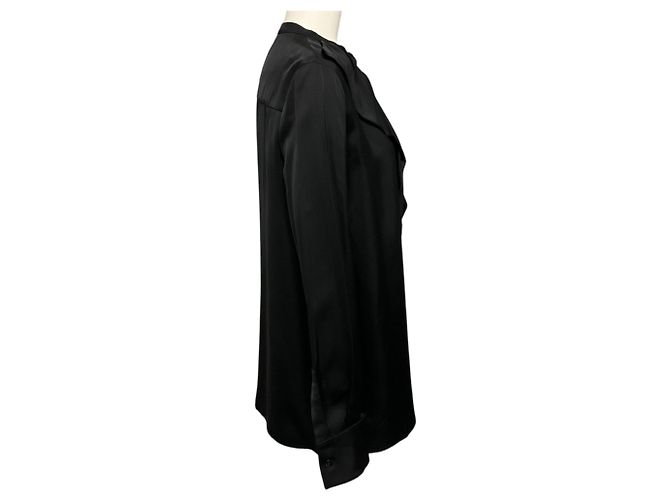 Jil Sander schwarze Bluse mit Rüschen und Knopfleiste - Ansicht 2