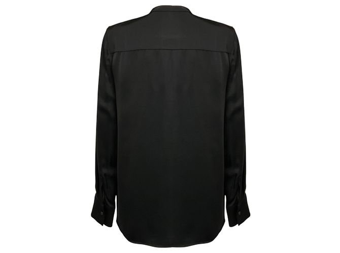 Jil Sander schwarze Bluse mit Rüschen und Knopfleiste - Ansicht 3