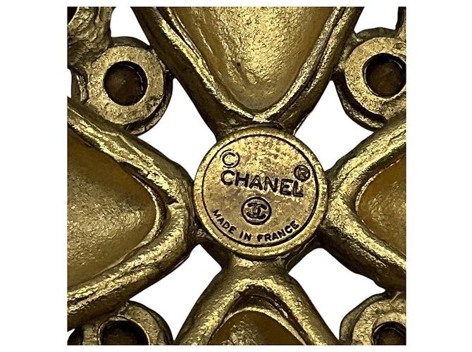 Collana Pendente Chanel Vintage in Oro con Strass e Cristalli D'oro - vista 4