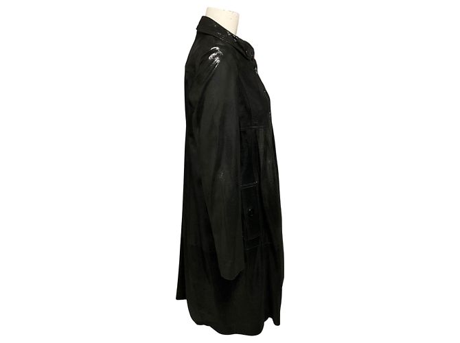 Abrigo de piel de cabra Burberry Black Shimmer Iridescent con botones frontales Negro - vista 2