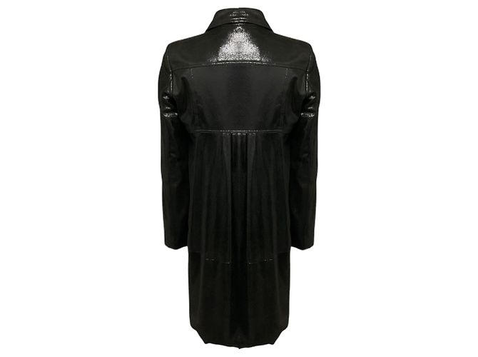 Abrigo de piel de cabra Burberry Black Shimmer Iridescent con botones frontales Negro - vista 3