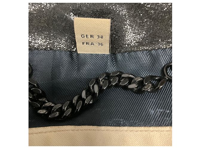 Abrigo de piel de cabra Burberry Black Shimmer Iridescent con botones frontales Negro - vista 6
