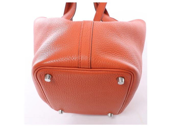 Hermès HERMES Picotin Lock 18 PM Taurillon Clemence Handbag in Orange X: 2016 Arancione - vista 12