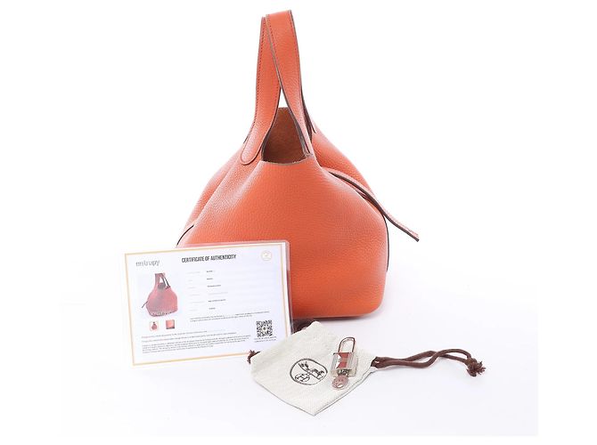 Hermès HERMES Picotin Lock 18 PM Taurillon Clemence Handbag in Orange X: 2016 Arancione - vista 14