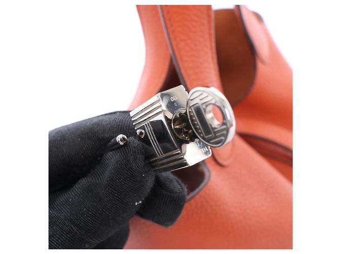 Hermès HERMES Picotin Lock 18 PM Taurillon Clemence Handbag in Orange X: 2016 Arancione - vista 15