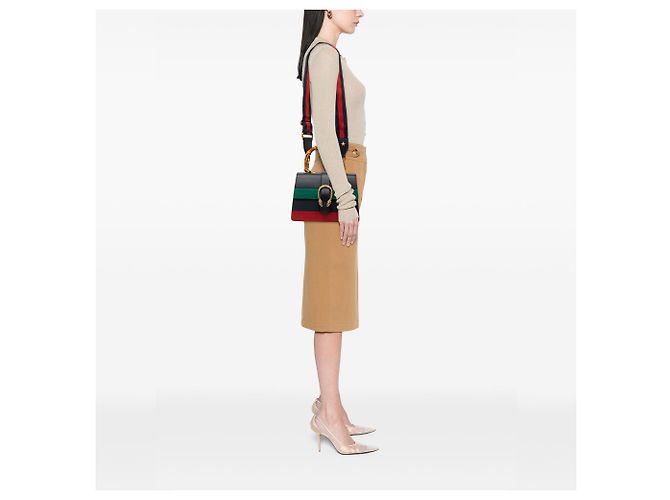 Bolsa Satchel Dionysus Web Gucci Medium em couro de bezerro azul com bambu - vista 6