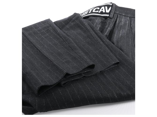 Just Cavalli Stripped Wool Trousers in Black, Size 46 IT - view 3