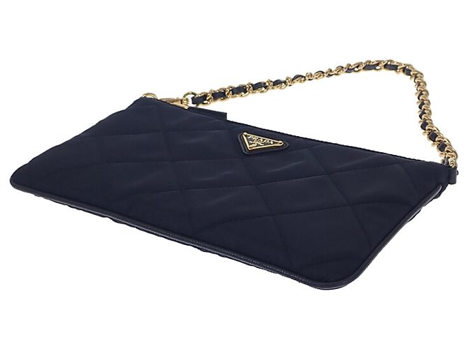 Re-Edition Prada Impuntu Re Nylon Re Edition 1995 Handtasche mit Kette Blau - Ansicht 3