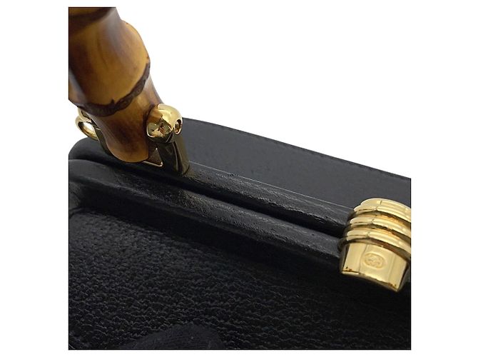 Borsa a secchiello Gucci Mini Dollar Calfskin Bamboo Marina nera Nero - vista 11