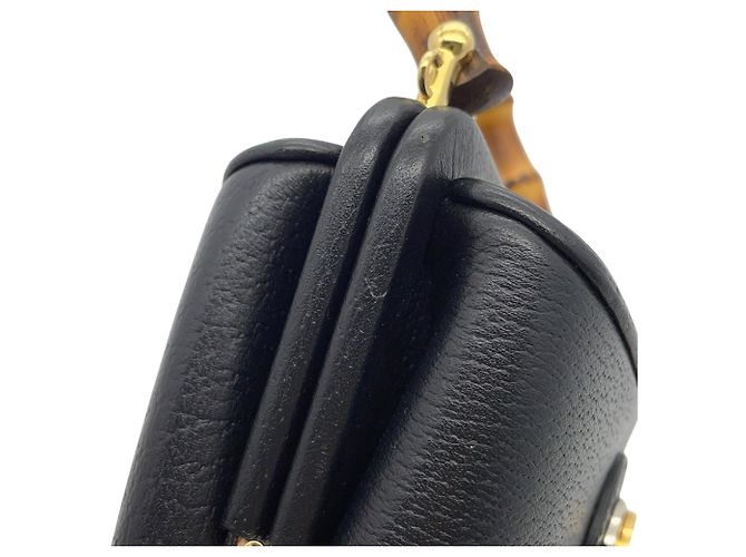 Borsa a secchiello Gucci Mini Dollar Calfskin Bamboo Marina nera Nero - vista 13