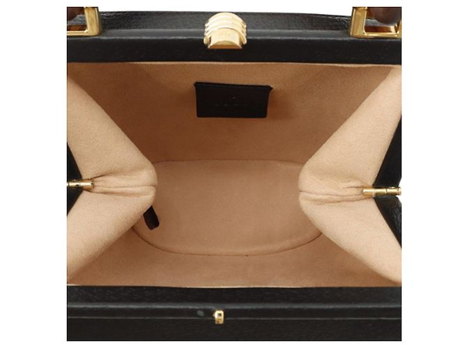 Borsa a secchiello Gucci Mini Dollar Calfskin Bamboo Marina nera Nero - vista 4