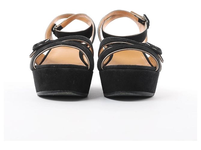 Hermès Sandali con zeppa HERMES in pelle e camoscio, Nero, Taglia 37 EU - vista 11