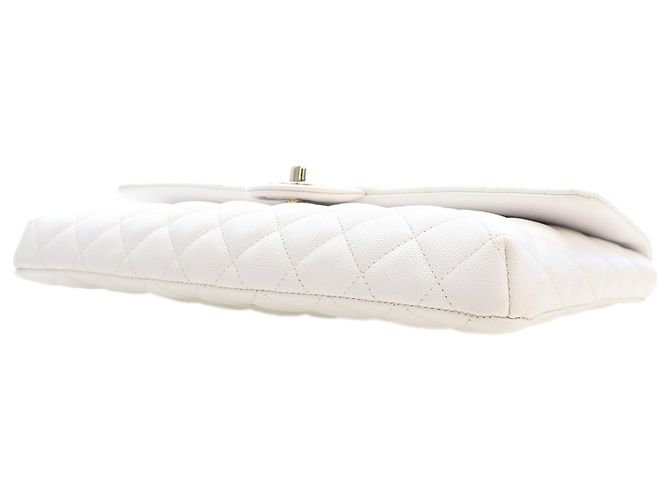 Weiße Chanel CC gesteppte Caviar Flap Clutch - Ansicht 6