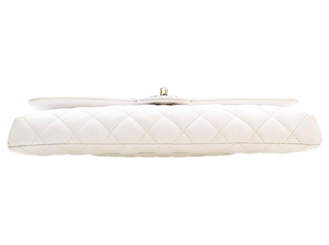 Weiße Chanel CC gesteppte Caviar Flap Clutch - Ansicht 7