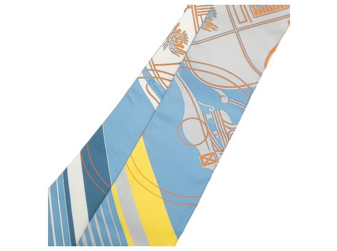Pañuelo Twilly de seda Hermès Ex Libris Azul - vista 2