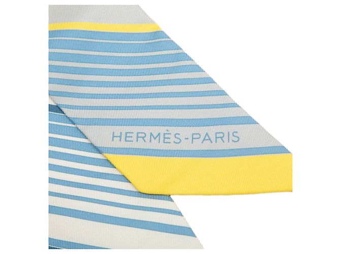 Pañuelo Twilly de seda Hermès Ex Libris Azul - vista 3