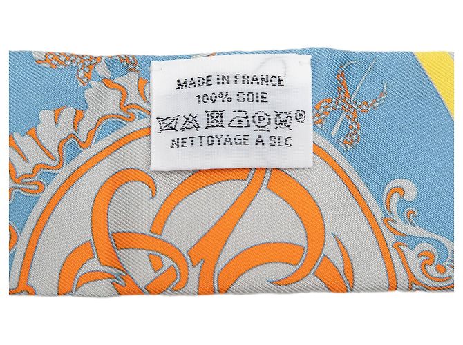 Pañuelo Twilly de seda Hermès Ex Libris Azul - vista 5
