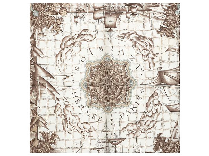 Foulard in seta Hermès Azvlejos Grigio 90 Scarves - vista 2