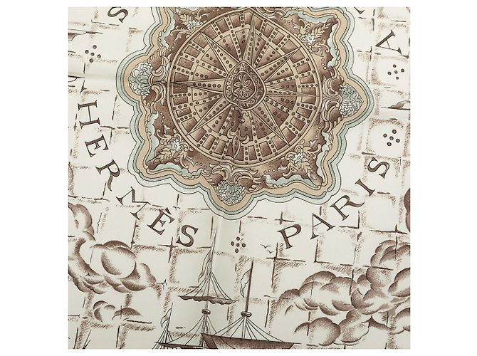 Foulard in seta Hermès Azvlejos Grigio 90 Scarves - vista 7