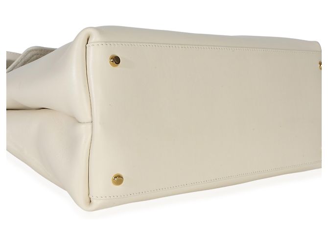 Bottega Veneta Ciao Ciao Medium in vitello setoso color crema - vista 6
