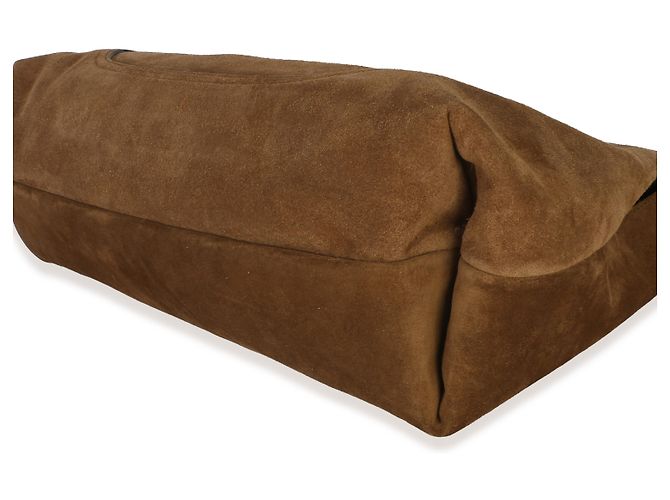 Borsa a tracolla Maxi Horsebit Gucci in camoscio marrone - vista 6