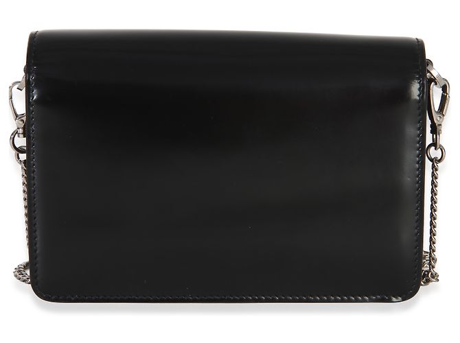 Bolso bandolera Prada de piel Spazzolato negra con placa de logo triangular y solapa Negro - vista 2