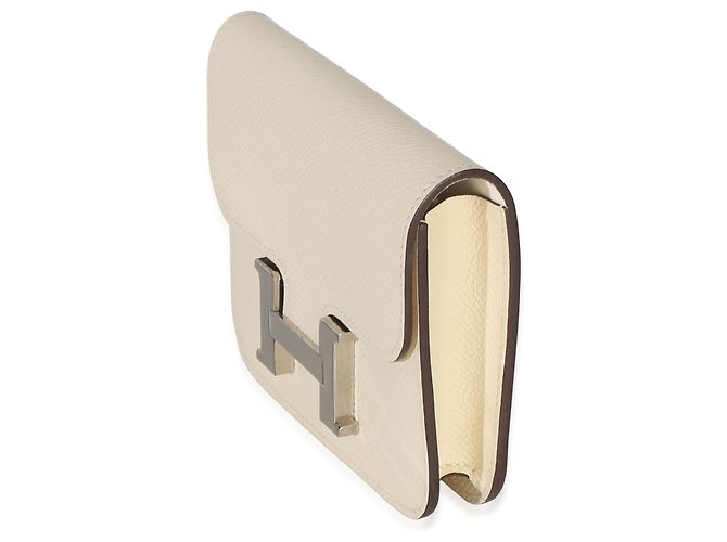 Hermès Nata Epsom Constance Slim Wallet PHW Blanco - vista 3