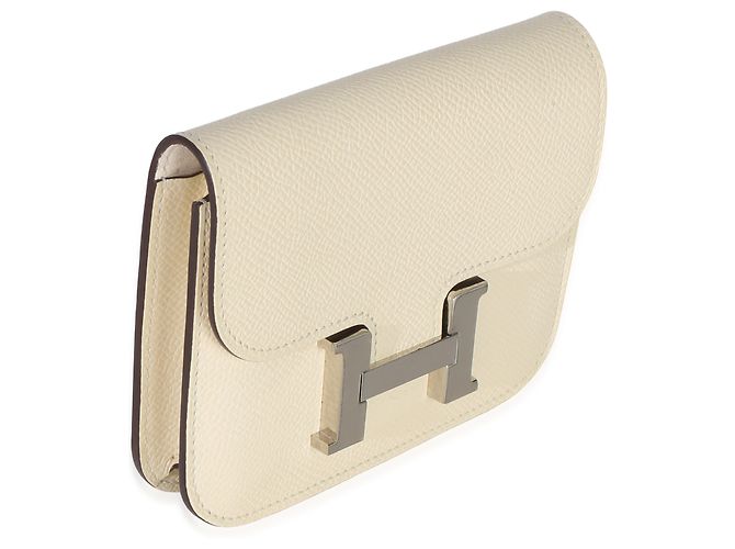 Hermès Nata Epsom Constance Slim Wallet PHW Blanco - vista 4