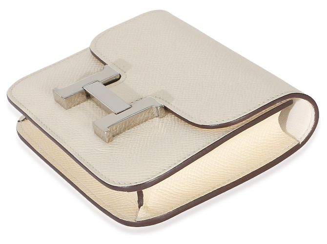 Hermès Nata Epsom Constance Slim Wallet PHW Blanco - vista 6