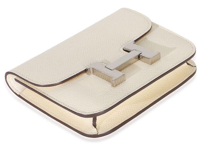 Hermès Nata Epsom Constance Slim Wallet PHW Blanco - vista 7