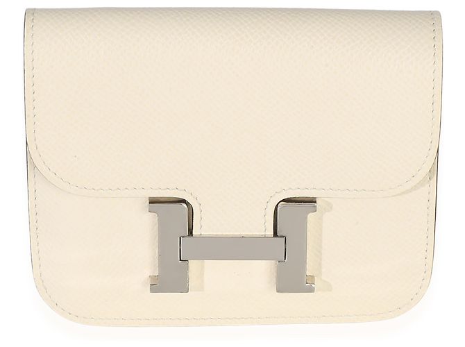 Hermès Nata Epsom Constance Slim Wallet PHW Blanco - vista 8