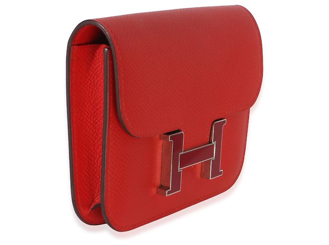 Hermès Epsom Rouge de Coeur Constance Slim Wallet PHW Rot - Ansicht 4