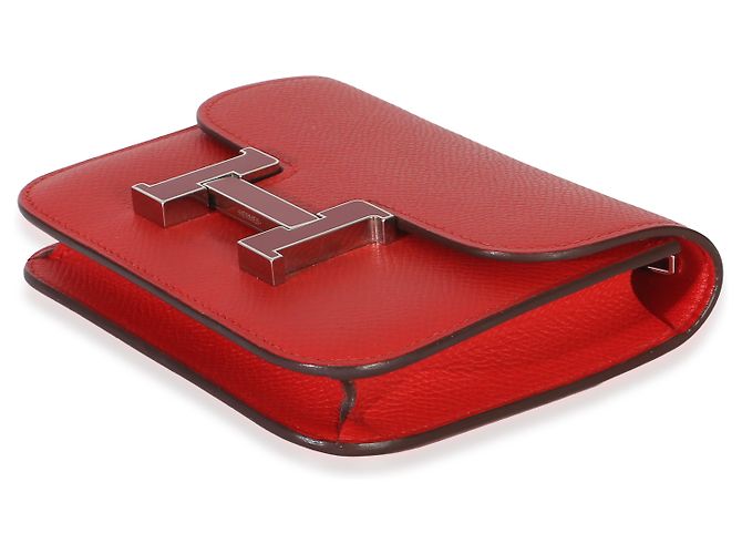 Hermès Epsom Rouge de Coeur Constance Slim Wallet PHW Rot - Ansicht 6
