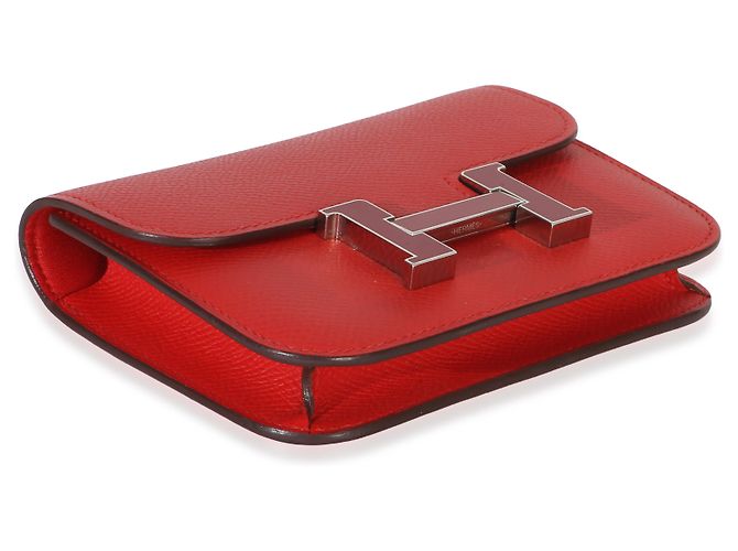 Hermès Epsom Rouge de Coeur Constance Slim Wallet PHW Rot - Ansicht 7