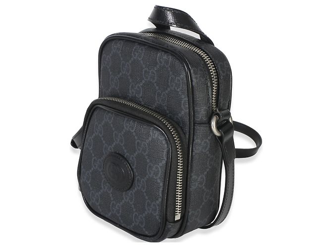 Borsa a tracolla Gucci Black GG Supreme Mini Interlocking G Nero - vista 3