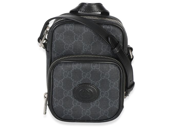 Borsa a tracolla Gucci Black GG Supreme Mini Interlocking G Nero - vista 7