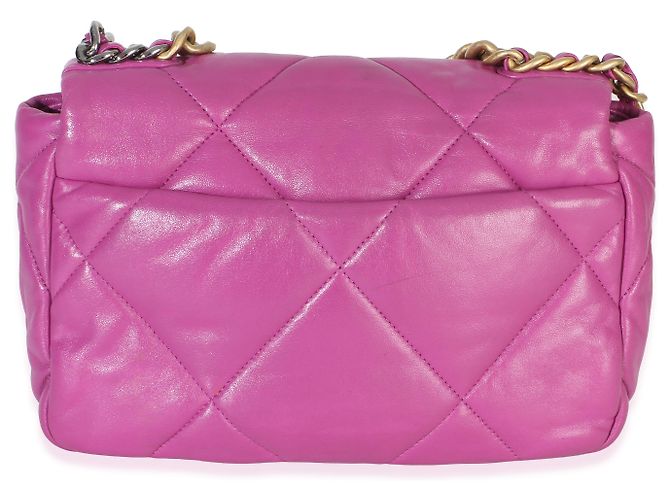 Borsa a patta Chanel 19 Medium in pelle d'agnello matelassé viola Porpora - vista 2