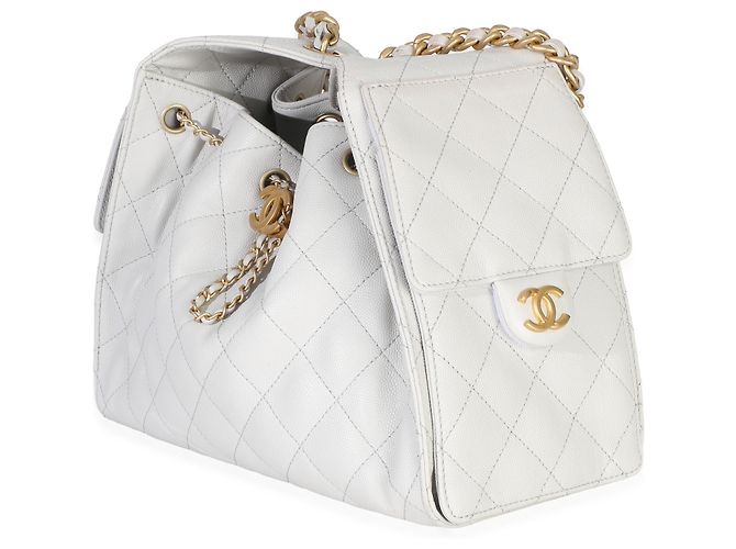 Gabrielle Chanel Small Chanel 25 Hobo aus gestepptem Caviar-Leder in Hellgrau Braun - Ansicht 3