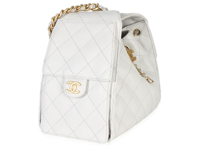 Gabrielle Chanel Small Chanel 25 Hobo aus gestepptem Caviar-Leder in Hellgrau Braun - Ansicht 4