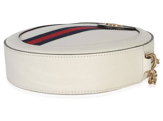 Borsa rotonda Mini Ophidia Gucci in pelle di vitello testurizzata Mystic White con banda Web Bianco - vista 6