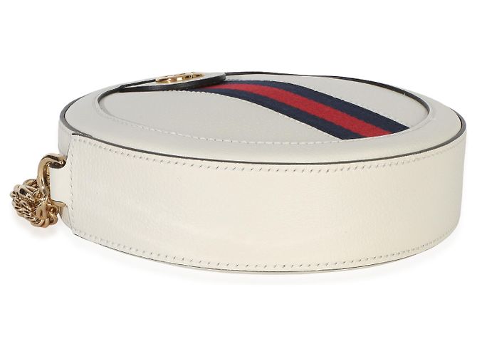Borsa rotonda Mini Ophidia Gucci in pelle di vitello testurizzata Mystic White con banda Web Bianco - vista 7