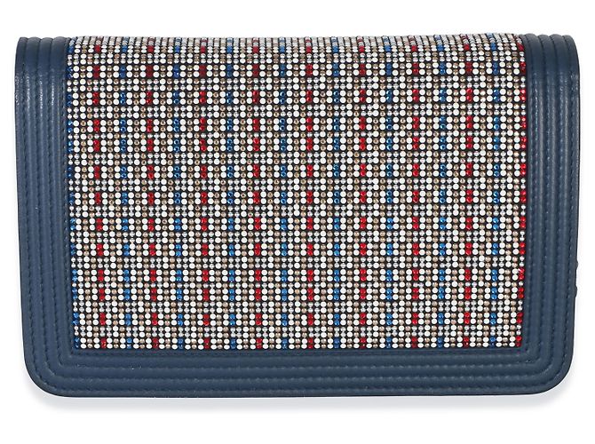 Chanel Paris Cuba Blue Multicolor Lambskin Strass Boy Wallet On Chain - vista 2