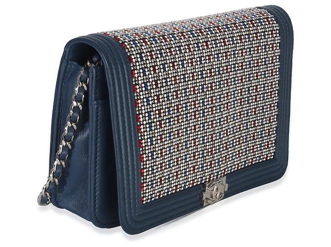 Chanel Paris Cuba Blue Multicolor Lambskin Strass Boy Wallet On Chain - vista 4