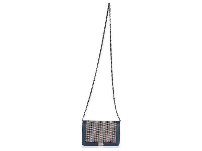 Chanel Paris Cuba Blue Multicolor Lambskin Strass Boy Wallet On Chain - vista 5