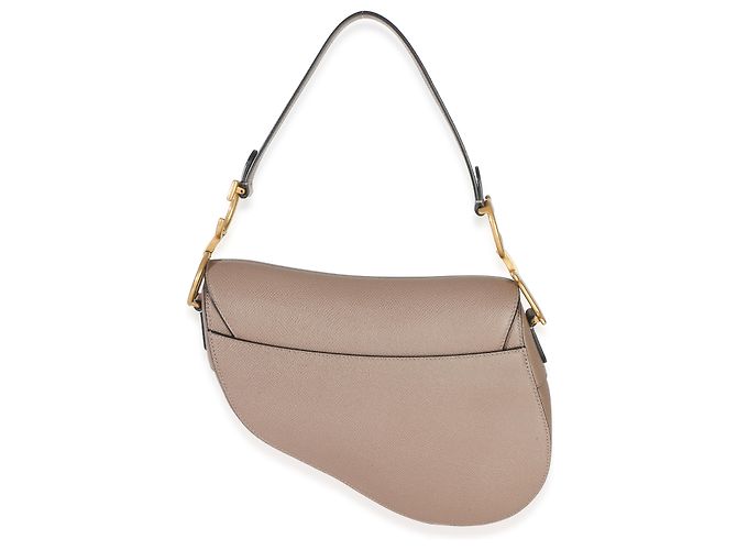 Bolsa Saddle Média em pele de bezerro grão Taupe Christian Dior Marrom - vista 2