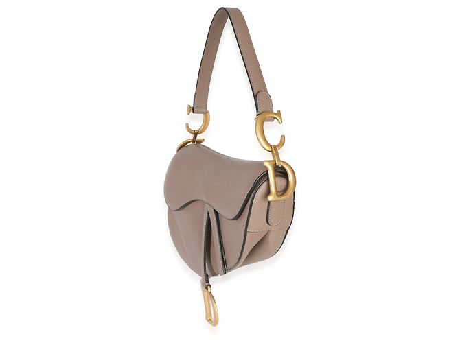 Bolsa Saddle Média em pele de bezerro grão Taupe Christian Dior Marrom - vista 3