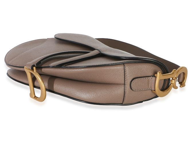 Bolsa Saddle Média em pele de bezerro grão Taupe Christian Dior Marrom - vista 6