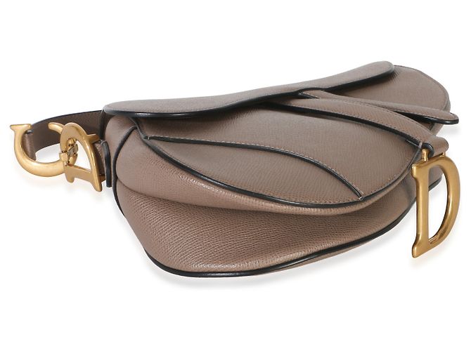 Bolsa Saddle Média em pele de bezerro grão Taupe Christian Dior Marrom - vista 7